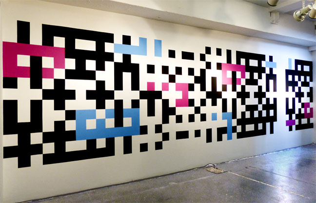 Philip Bradshaw,  Artist, Installation view, Crossword Wall Painting (No, Yes, No, Again), Amongst Other Things, Richmix, 2014